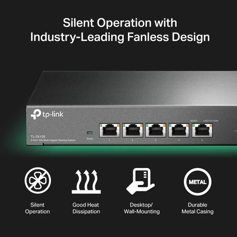 Switch não gerido TP-Link TL-SX105 5 Portas 10G Desktop Switch