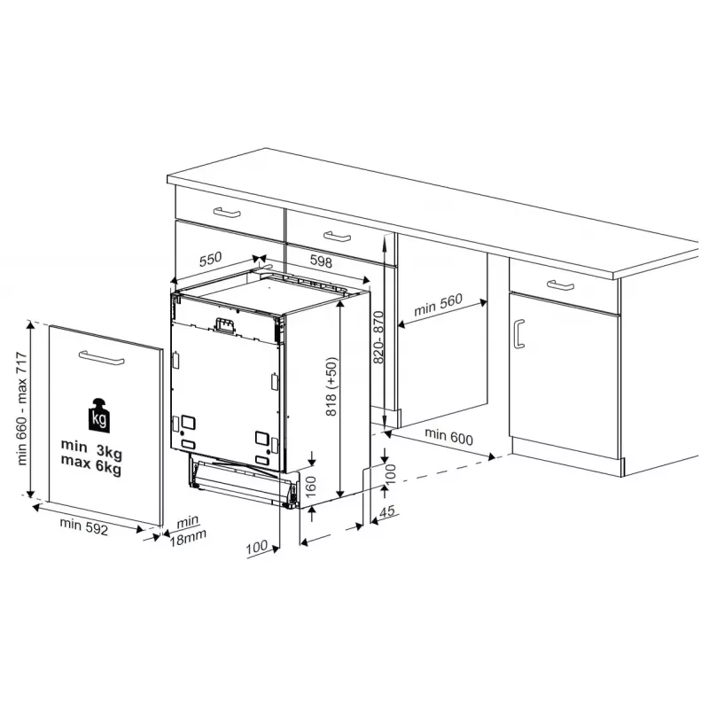 Beko BDIN38521Q Máquina de lavar louça totalmente integrada, 15 conjuntos de louça, 44 dB