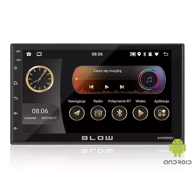 BLOW AVH-9930 autorrádio 2DIN, ecrã tátil de 7", GPS, Android 11, Bluetooth, preto