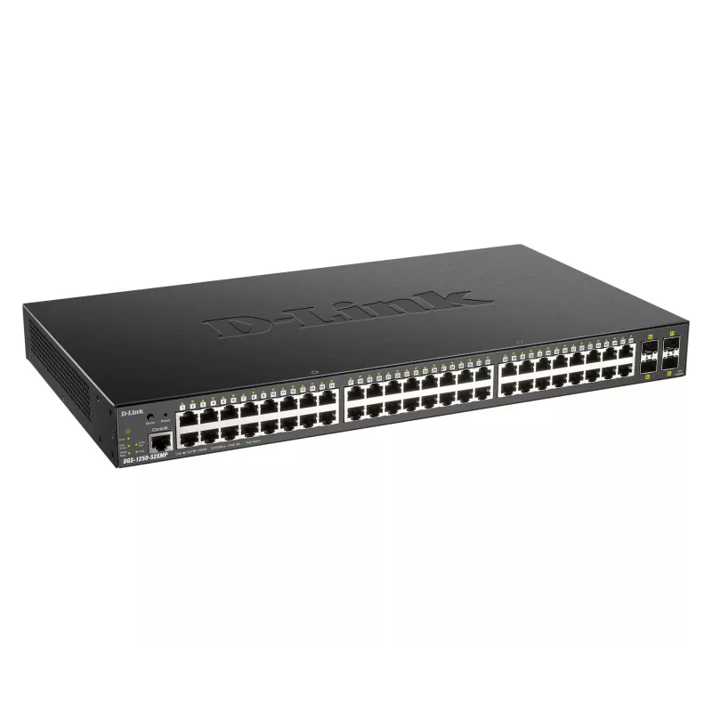 D-Link switch gerido smart de 48 portas Gigabit com 4 x 10G SFP+, 370 Watt