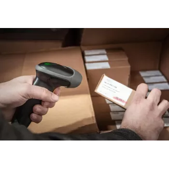 Leitor de códigos de barras 2D portátil DIGITUS código QR Bluetooth com suporte