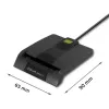 Qoltec 50634 SCR-0634 leitor inteligente de cartões ID com chip, USB 2.0 + adaptador USB-C, preto