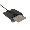 Qoltec 50634 SCR-0634 leitor inteligente de cartões ID com chip, USB 2.0 + adaptador USB-C, preto