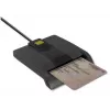Qoltec 50634 SCR-0634 leitor inteligente de cartões ID com chip, USB 2.0 + adaptador USB-C, preto
