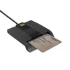 Qoltec 50634 SCR-0634 leitor inteligente de cartões ID com chip, USB 2.0 + adaptador USB-C, preto