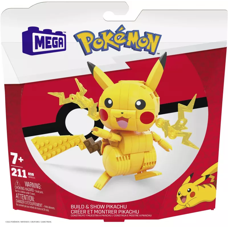 MEGA Pokémon conjunto de construção Pikachu (211 peças) com 1 figura de ação para crianças
