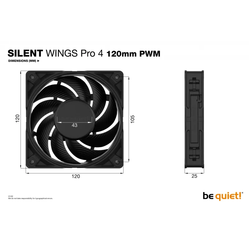 be quiet! SILENT WINGS PRO 4 | ventoinha de caixa 120mm PWM 12 cm preto 1 unid.