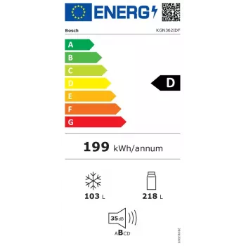 Combinado frigorífico-congelador Bosch Serie 4 KGN362IDF, independente, 321 L total (218 L frigorífico / 103 L congelador), aço inoxidável, congelador em baixo