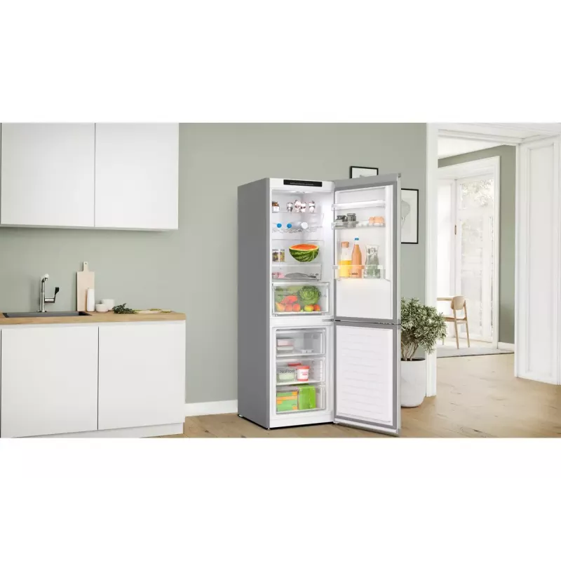 Combinado frigorífico-congelador Bosch Serie 4 KGN362IDF, independente, 321 L total (218 L frigorífico / 103 L congelador), aço inoxidável, congelador em baixo