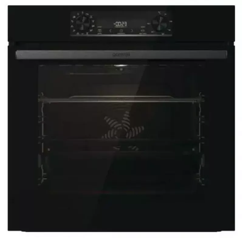 Forno de encastrar Gorenje BOS6737E06FBG — 77 L multifunções, EcoClean, vapor, convecção, controlo mecânico, 59,5×59,5 cm, preto