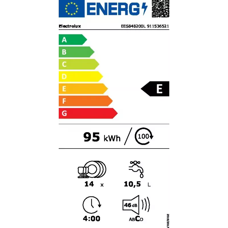 Máquina de lavar loiça de encastrar Electrolux EES848200L — 14 conjuntos de louça, 46 dB, AirDry, 8 programas, totalmente integrada 60 cm