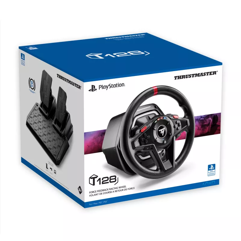 Thrustmaster T128 preto USB volante + pedais analógico PC, PlayStation 4, PlayStation 5