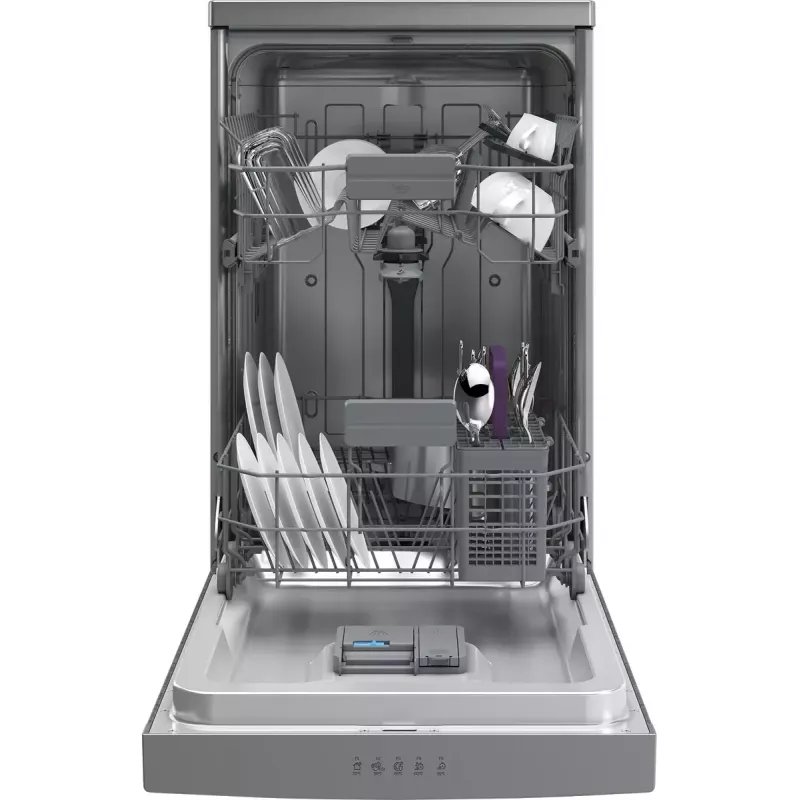 Máquina de lavar loiça slim Beko BDFS15020X, 10 conjuntos de louça, 45 cm, 47 dB, 5 programas, motor inverter