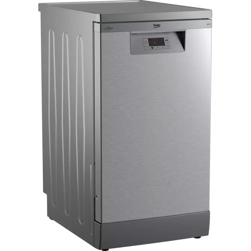 Máquina de lavar loiça slim Beko BDFS15020X, 10 conjuntos de louça, 45 cm, 47 dB, 5 programas, motor inverter