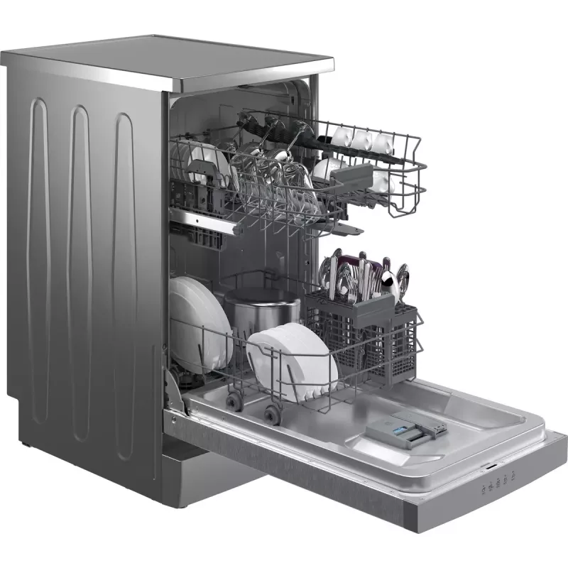 Máquina de lavar loiça slim Beko BDFS15020X, 10 conjuntos de louça, 45 cm, 47 dB, 5 programas, motor inverter