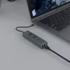 Hub USB-C SAVIO AK-57 com 3× USB-A, RJ-45 Gigabit Ethernet (5000 Mbit/s), alumínio cinzento