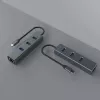 Hub USB-C SAVIO AK-57 com 3× USB-A, RJ-45 Gigabit Ethernet (5000 Mbit/s), alumínio cinzento