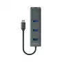 Hub USB-C SAVIO AK-57 com 3× USB-A, RJ-45 Gigabit Ethernet (5000 Mbit/s), alumínio cinzento