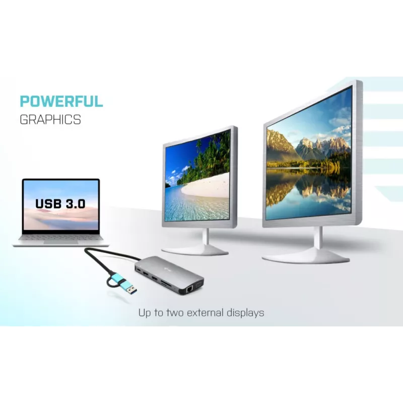 i-tec USB 3.0 USB-C/Thunderbolt 3x Display Metal Nano Dock com LAN + Power Delivery 100 W