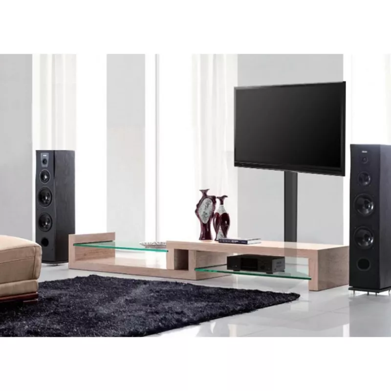 Suporte de TV de chão TECHLY ICA-TR27 para 32–55 polegadas (81,3–139,7 cm), VESA 100x100–600x400, inclinação -15–0°, carga máx. 40 kg, preto