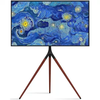 Suporte de TV de chão TECHLY ICA-TR18SAM para 45 polegadas–65 polegadas (114,3–165,1 cm), VESA 200x200–600x400, capacidade 32 kg, nogueira