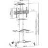 Suporte de chão TECHLY ICA-TR16T para ecrãs de 37 polegadas a 70 polegadas, VESA 200x200–600x400, até 50 kg, ajustável em altura, rodas, inclinação ±10° (preto)
