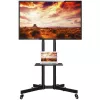 Suporte de chão TECHLY ICA-TR16T para ecrãs de 37 polegadas a 70 polegadas, VESA 200x200–600x400, até 50 kg, ajustável em altura, rodas, inclinação ±10° (preto)