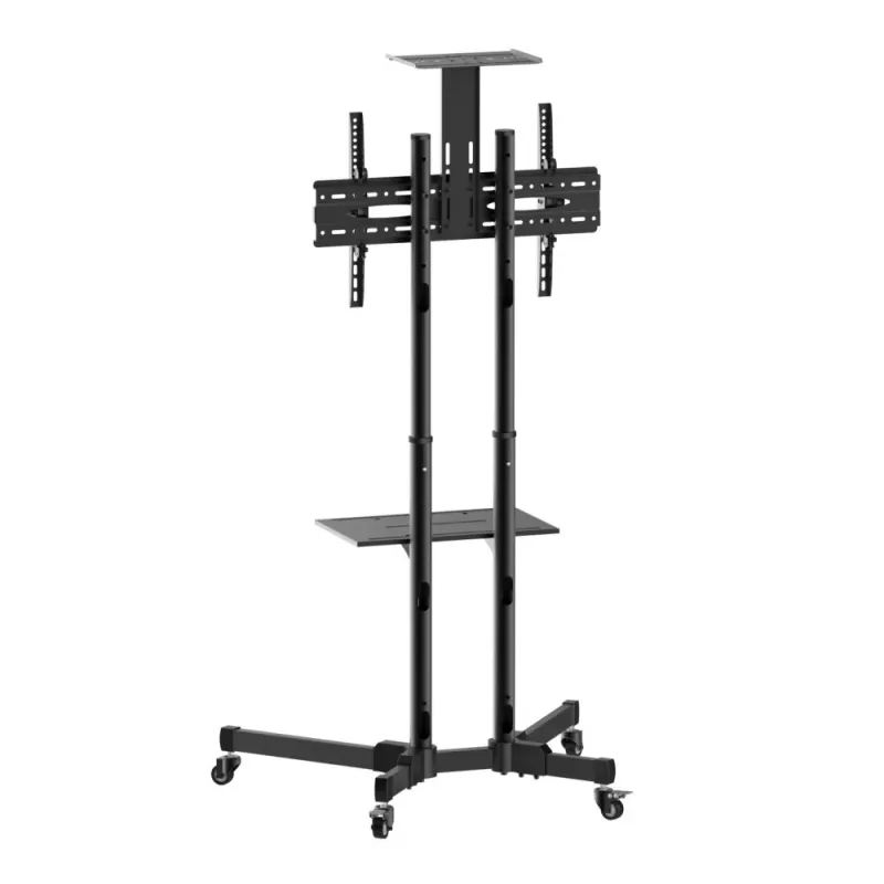 Suporte de chão TECHLY ICA-TR16T para ecrãs de 37 polegadas a 70 polegadas, VESA 200x200–600x400, até 50 kg, ajustável em altura, rodas, inclinação ±10° (preto)