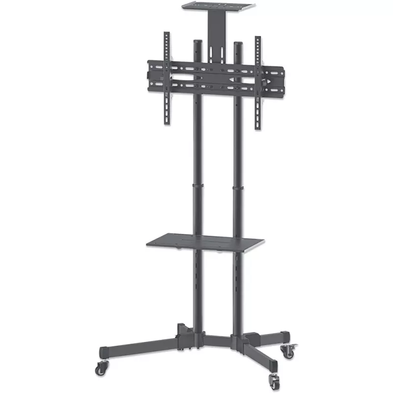 Suporte de chão TECHLY ICA-TR16T para ecrãs de 37 polegadas a 70 polegadas, VESA 200x200–600x400, até 50 kg, ajustável em altura, rodas, inclinação ±10° (preto)