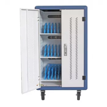 Estação de carregamento ventilada com rodas Techly 30 notebooks ou smartphones preto/cinzento