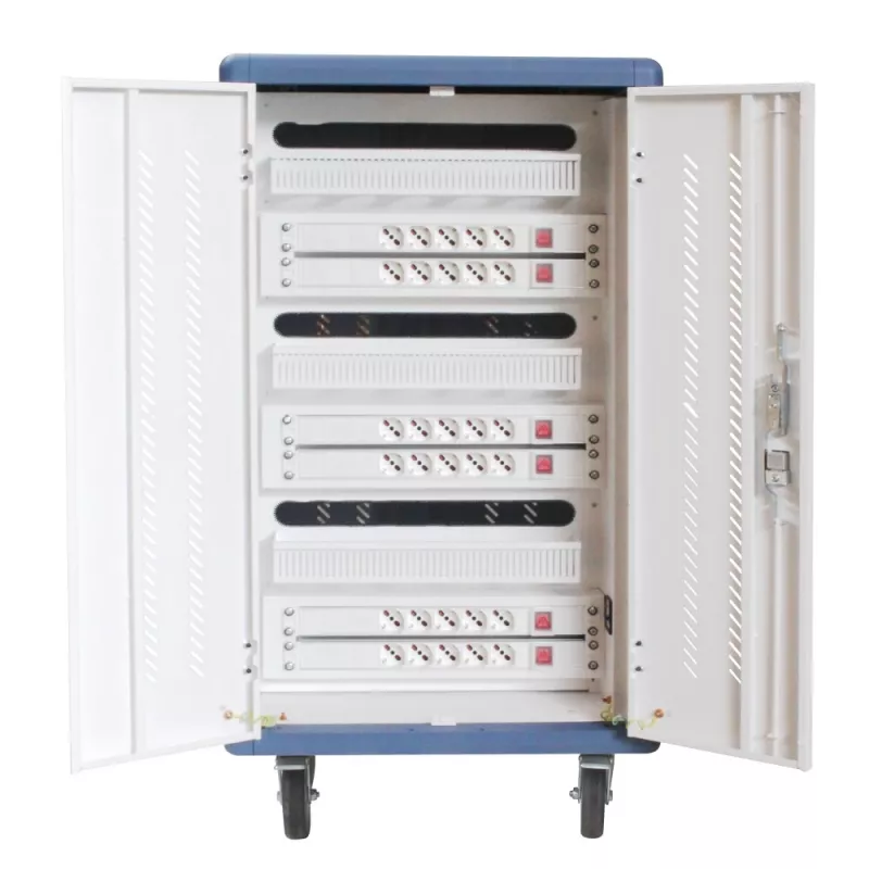 Estação de carregamento ventilada com rodas Techly 30 notebooks ou smartphones preto/cinzento