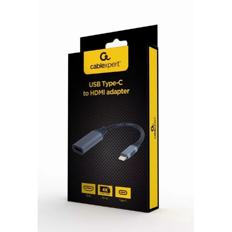 Adaptador de cabo de vídeo GEMBIRD USB Type-C para HDMI A-USB3C-HDMI-01, 0,15 m, cinzento