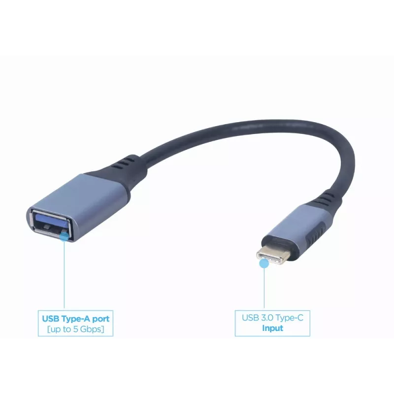 Cabo GEMBIRD USB 3.0 OTG Type-C para USB Type-A (CM/AF), cinzento espacial
