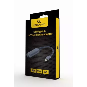 Adaptador de ecrã GEMBIRD USB Type-C para VGA, 15 cm, cinzento espacial