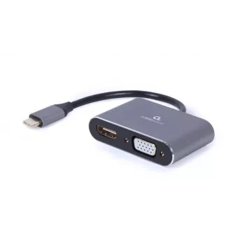 Adaptador de ecrã GEMBIRD Alt-DP USB Type-C para HDMI + VGA – cinzento espacial