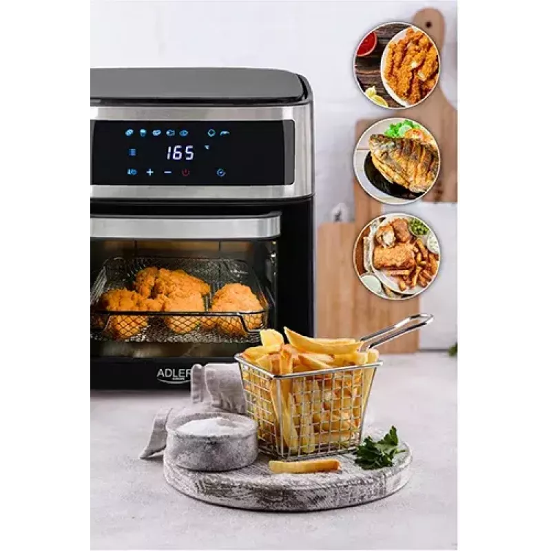 Adler AD 6309 forno com fritadeira de ar, 13 l, 1700 W, aço inoxidável / preto