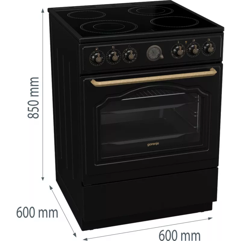 Fogão Gorenje GECS6B71CLB Fogão elétrico Placa vitrocerâmica Preto