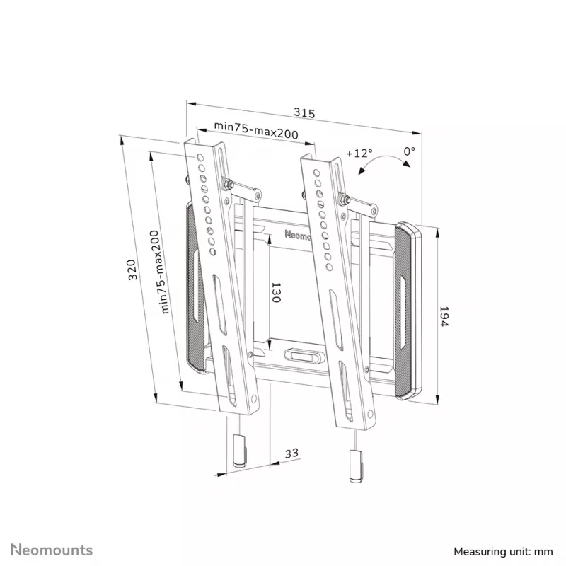 Suporte de parede para TV Neomounts WL35-550BL12 Máx 40kg 24-55in Preto