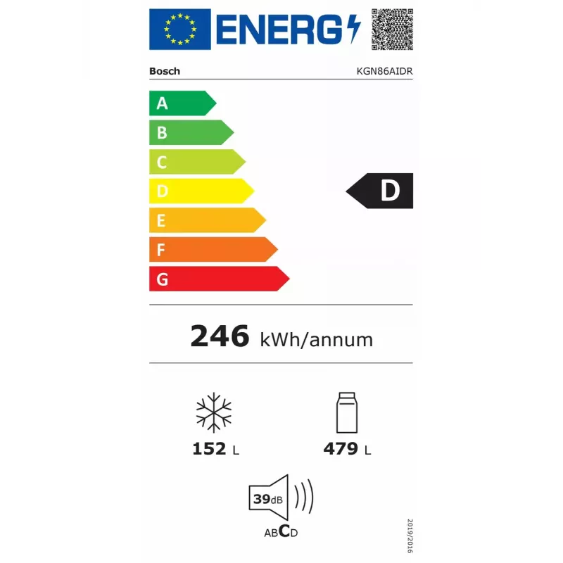 Combinado frigorífico-congelador Bosch Serie 6 KGN86AIDR, independente, 631 L total (479 L frigorífico / 152 L congelador), aço inoxidável, NoFrost