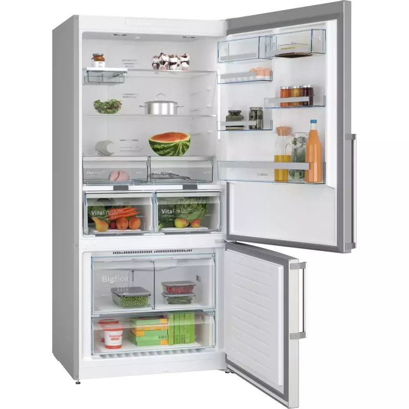 Combinado frigorífico-congelador Bosch Serie 6 KGN86AIDR, independente, 631 L total (479 L frigorífico / 152 L congelador), aço inoxidável, NoFrost
