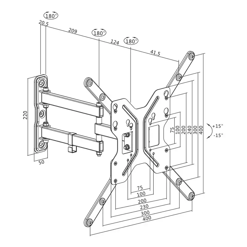 LogiLink BP0016 Suporte de parede para TV, 23-55 polegadas, inclinável/giratório, máx. 30 kg