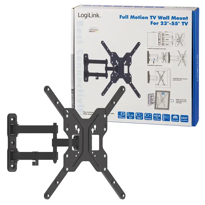 LogiLink BP0016 Suporte de parede para TV, 23-55 polegadas, inclinável/giratório, máx. 30 kg