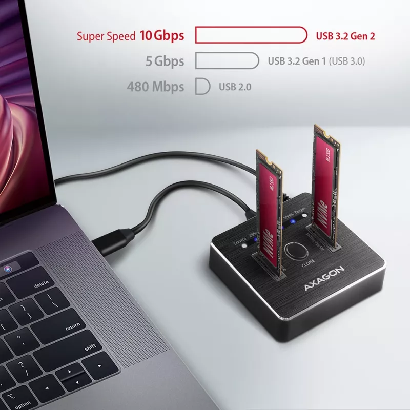 Axagon ADSA-M2C SuperSpeed USB-C 10Gbps Dock Dual-M.2-NVMe