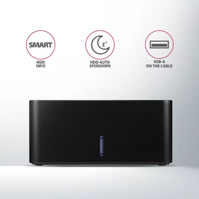 AXAGON ADSA-SN - HDD - híbrido - SSD - SATA - Serial ATA II - Serial ATA III - 2.5, 3.5 polegadas - USB 3.2 Gen 1 (3.1 Gen 1) Type-A - 5 Gbit/s - preto