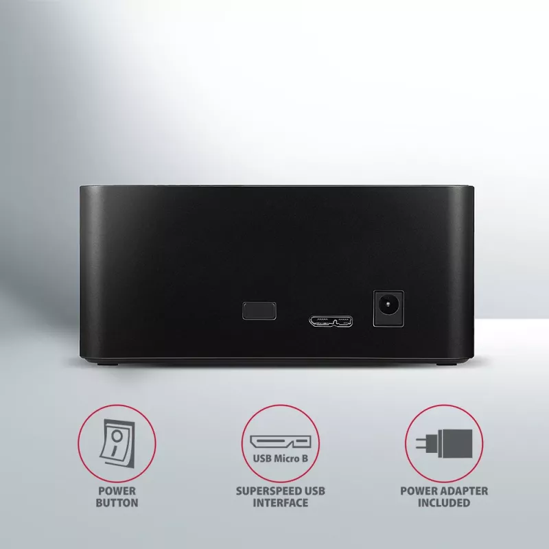 AXAGON ADSA-SN - HDD - híbrido - SSD - SATA - Serial ATA II - Serial ATA III - 2.5, 3.5 polegadas - USB 3.2 Gen 1 (3.1 Gen 1) Type-A - 5 Gbit/s - preto