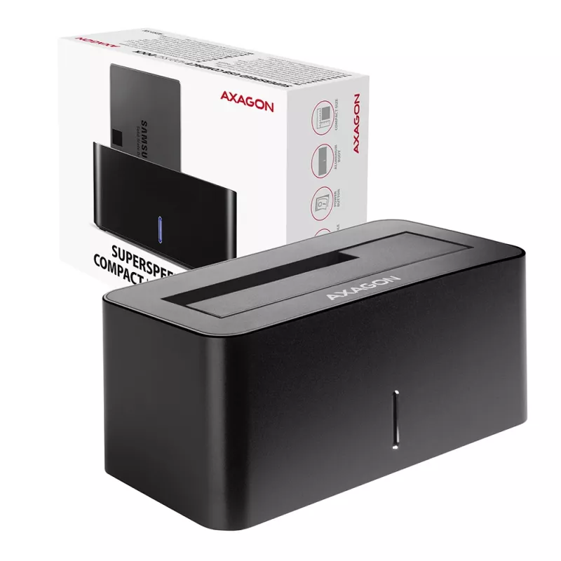 AXAGON ADSA-SN - HDD - híbrido - SSD - SATA - Serial ATA II - Serial ATA III - 2.5, 3.5 polegadas - USB 3.2 Gen 1 (3.1 Gen 1) Type-A - 5 Gbit/s - preto