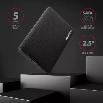 Caixa externa Axagon EE25-SL sem parafusos USB 3.2 Gen 1 - SATA 6G para SSD/HDD 2,5 polegadas