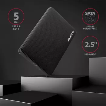 Caixa externa Axagon EE25-SLC sem parafusos USB-C 3.2 Gen 1 - SATA 6G para SSD/HDD 2,5 polegadas