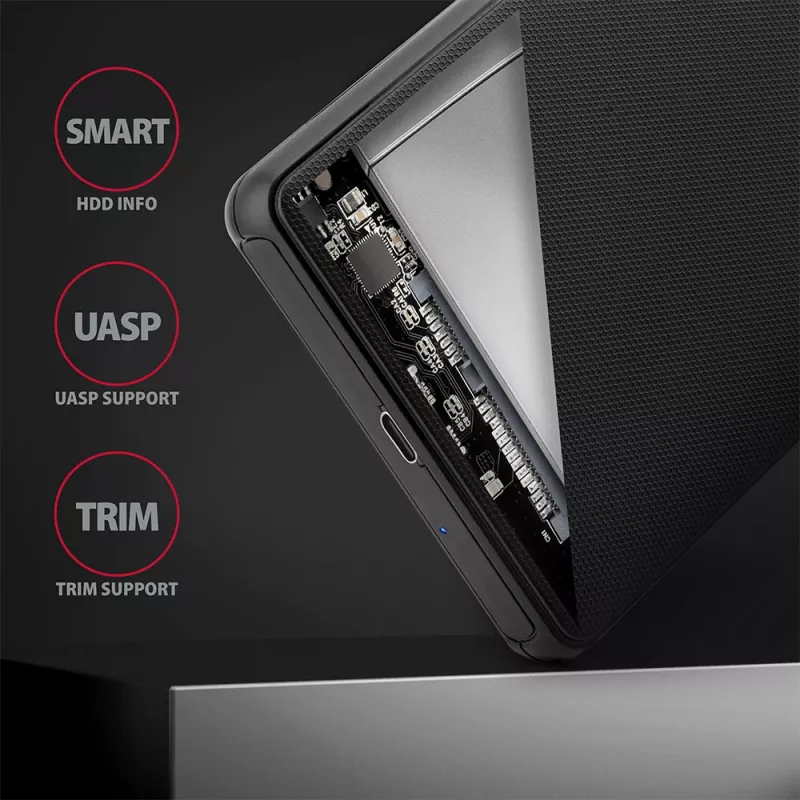 Caixa externa Axagon EE25-SLC sem parafusos USB-C 3.2 Gen 1 - SATA 6G para SSD/HDD 2,5 polegadas