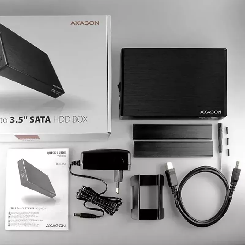 Caixa externa Axagon EE35-XA3 compacta em alumínio USB 3.2 Gen 1 SATA para discos 3,5 polegadas